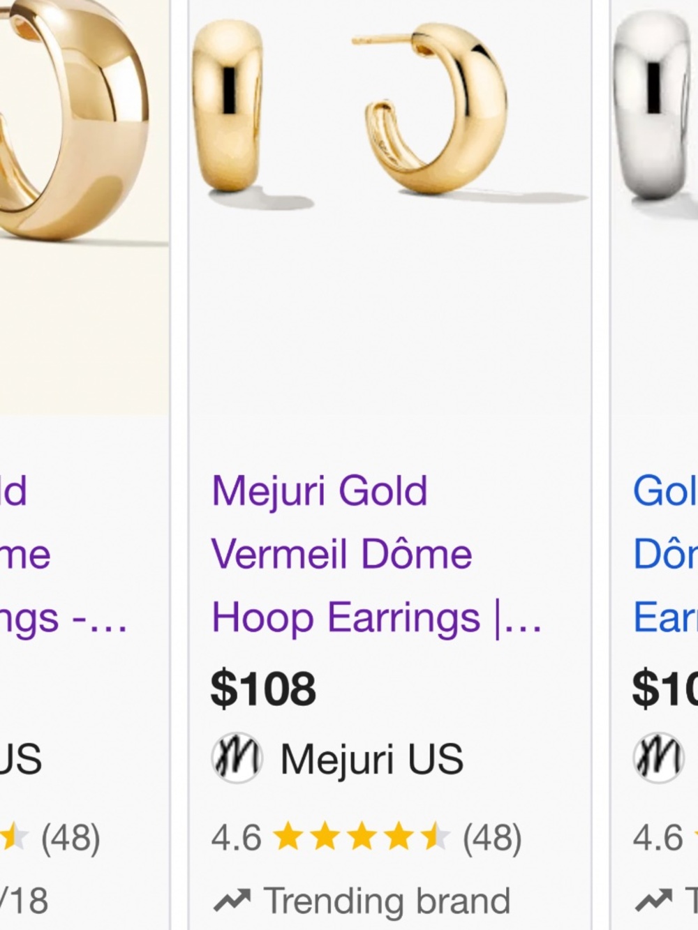 Menudo Gold Vermeil Dome Hoop Earrings